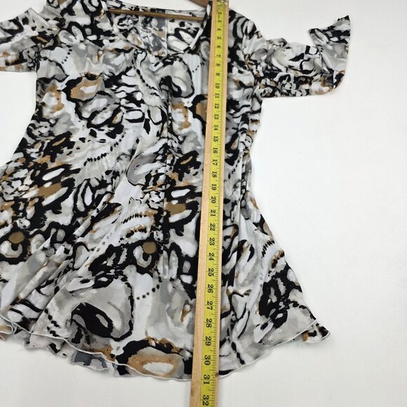 Womens Milano XL Abstract Print Tunic Top With Lace-Up Back Detail & Flared Hem - Picture 13 of 14